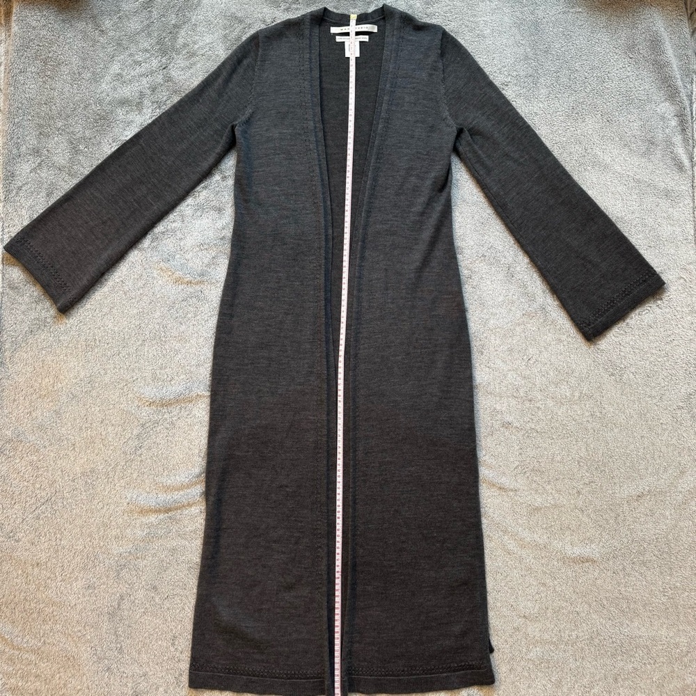 Max Studio 100% Extra Fine Merino Wool Duster Cardigan - Grey/Gray XS fits S too